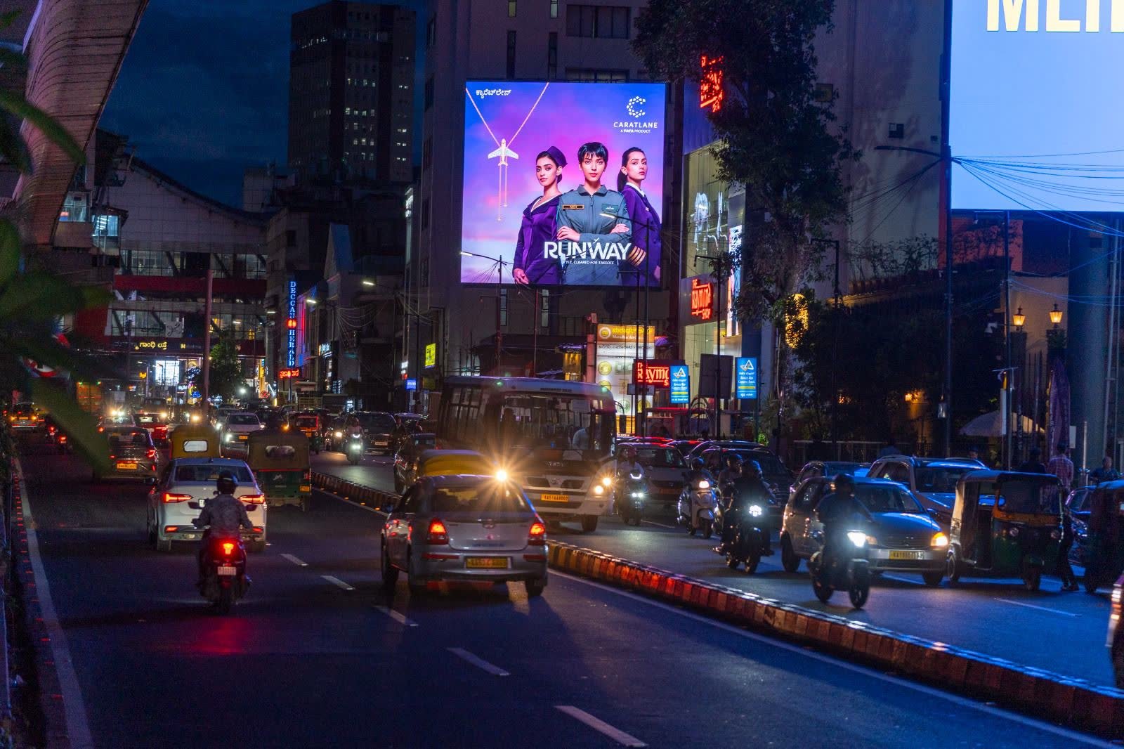 MG Road LED Display at Night