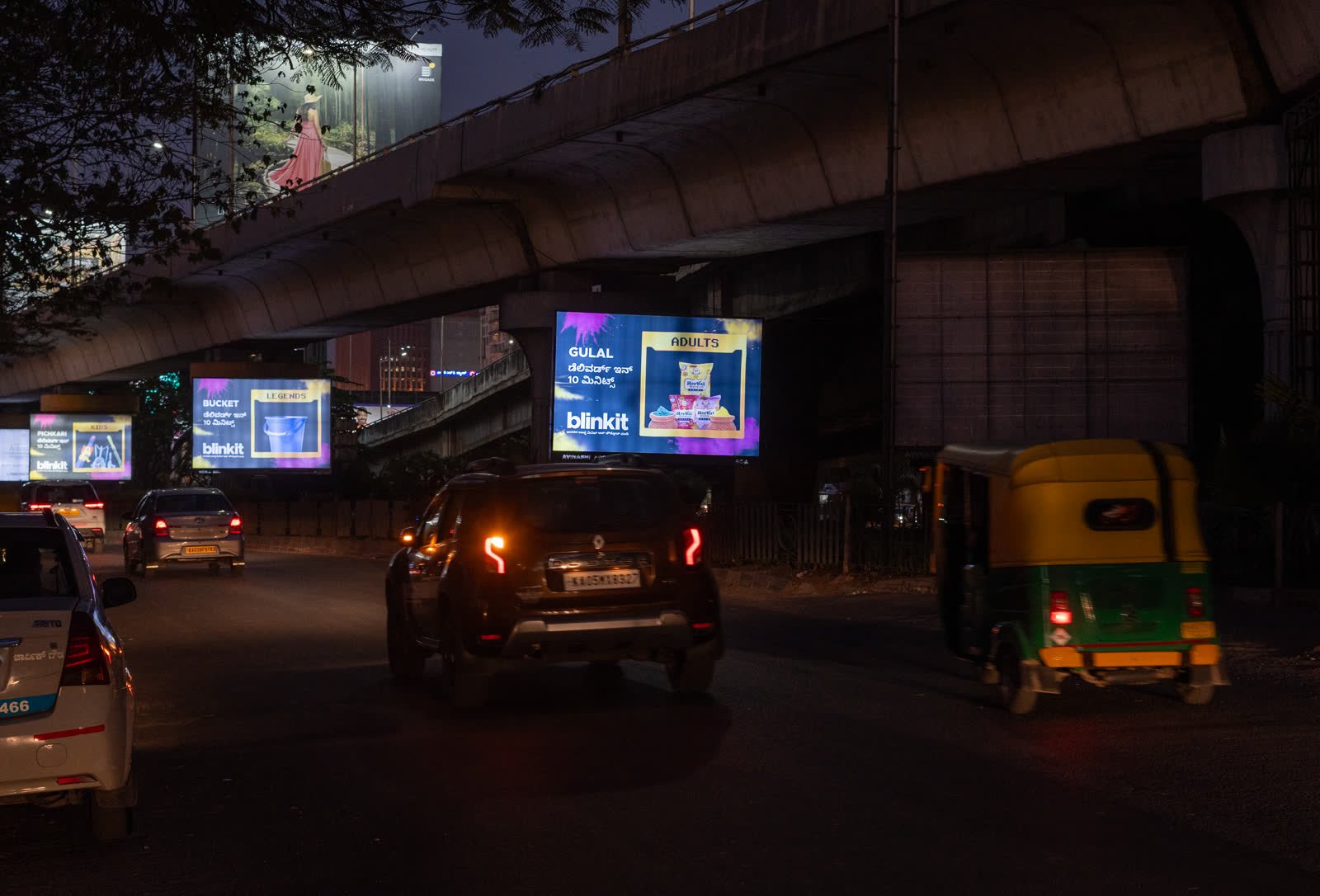 Night hoarding campaign installation in Bengaluru