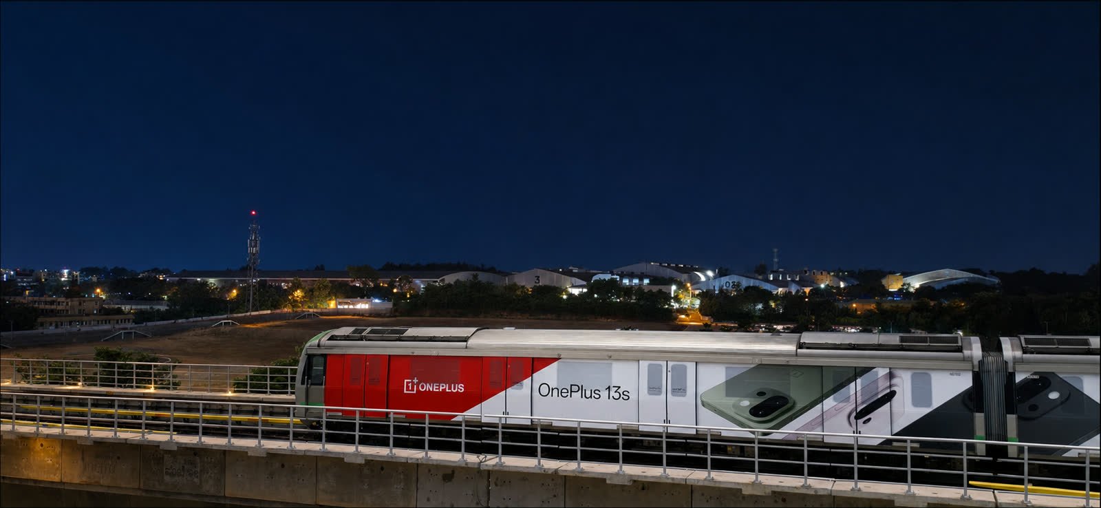 OnePlus Bangalore Metro Train Wrap at Night