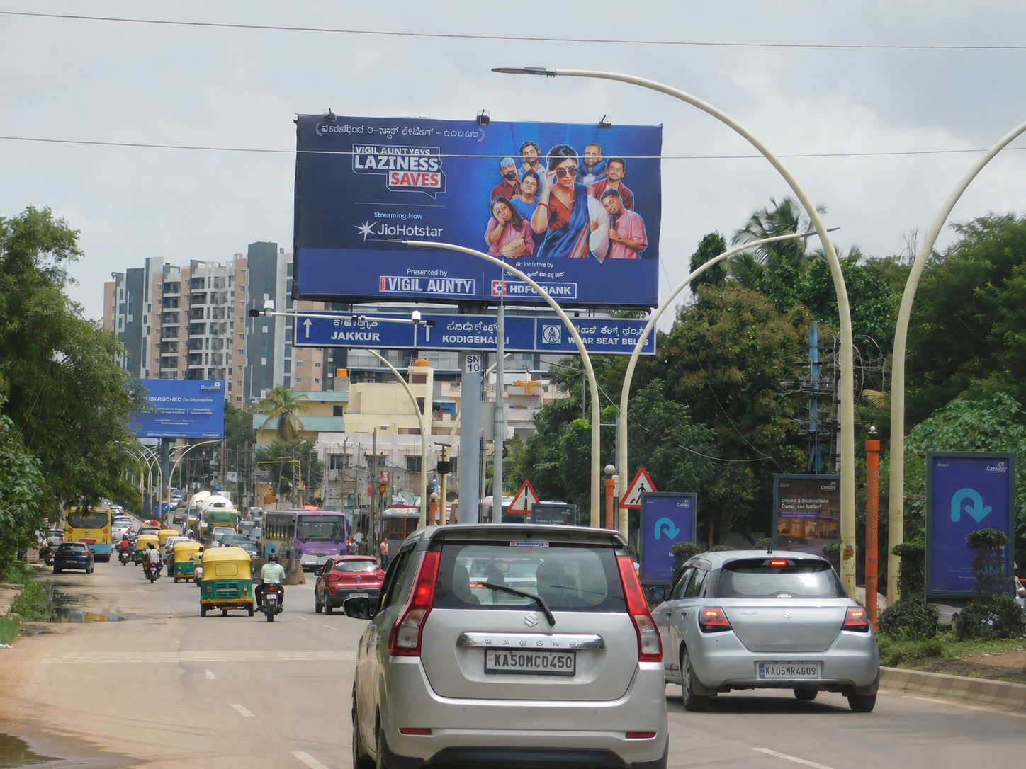 Unipole opposite Yelahanka Puttenahalli Bus Depot during the day